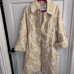 Women's Isaac Mizrahi Vintage Coat, Size S Gold/cream